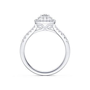 Engagement Ring Platinum Princess Cut Halo 0.50ct Diamond Ring