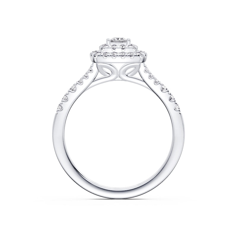 Engagement Ring Platinum Princess Cut Halo 0.50ct Diamond Ring