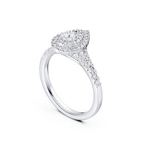 Engagement Ring Platinum Pear Shaped Double Halo 0.50ct Diamond Ring