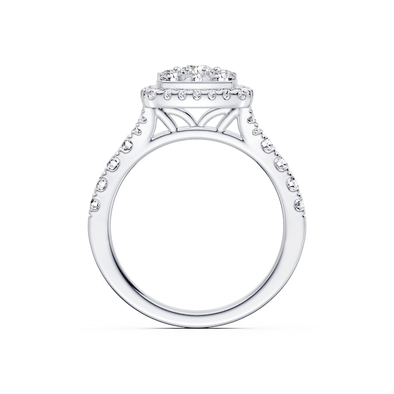 Engagement Ring Platinum Cushion Shaped Halo 1ct Diamond Ring