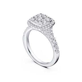 Engagement Ring Platinum Cushion Shaped Halo 1ct Diamond Ring