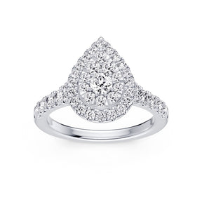 Engagement Ring Platinum Pear Shaped Halo 1ct Diamond Ring