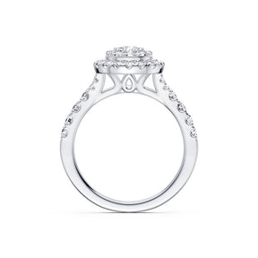 Engagement Ring Platinum Pear Shaped Halo 1ct Diamond Ring