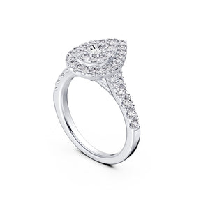 Engagement Ring Platinum Pear Shaped Halo 1ct Diamond Ring