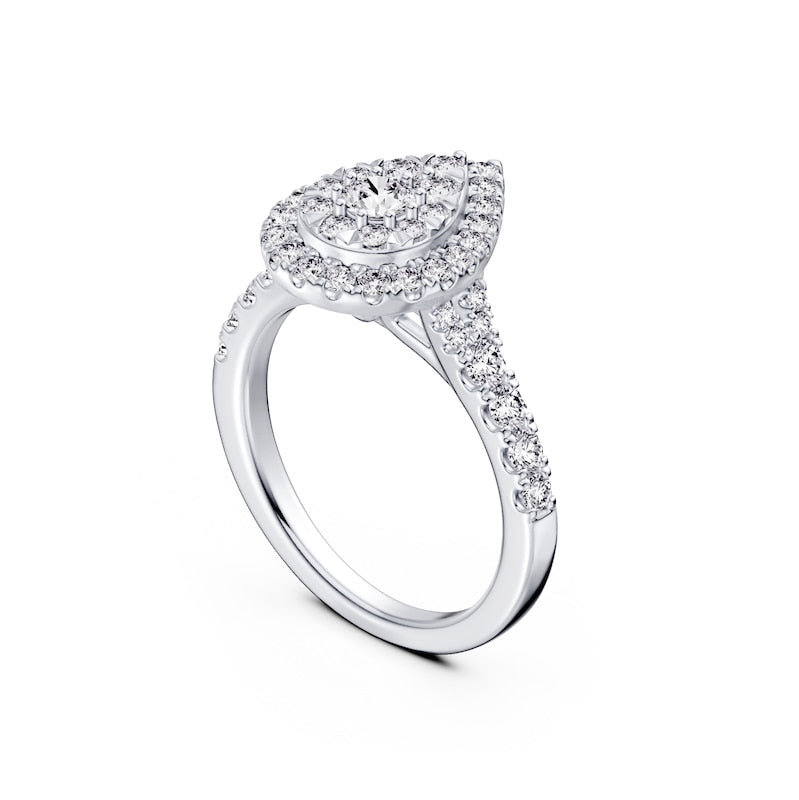 Engagement Ring Platinum Pear Shaped Halo 1ct Diamond Ring