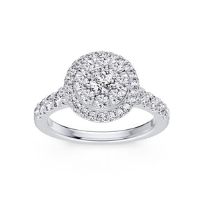 Engagement Ring Platinum Oval Shaped Halo 1ct Diamond Ring