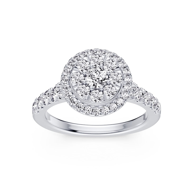 Engagement Ring Platinum Oval Shaped Halo 1ct Diamond Ring