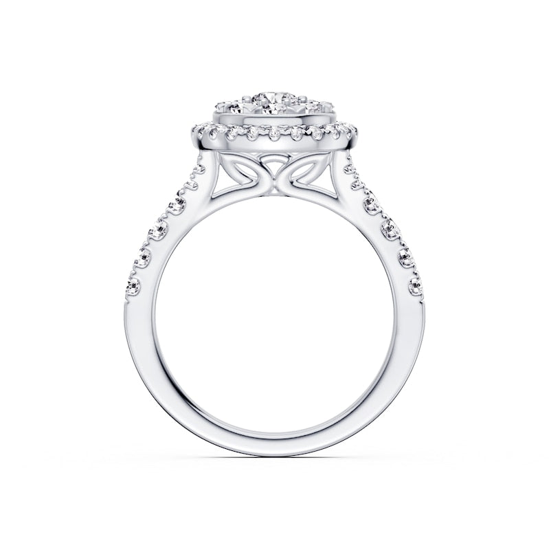 Engagement Ring Platinum Oval Shaped Halo 1ct Diamond Ring
