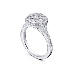 Engagement Ring Platinum Oval Shaped Halo 1ct Diamond Ring
