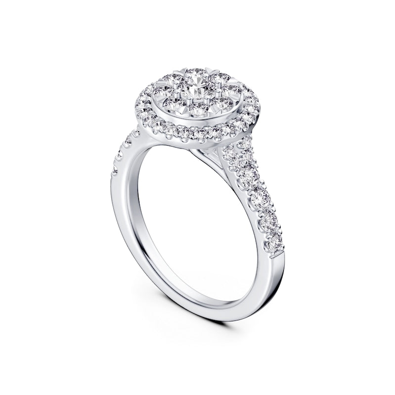 Engagement Ring Platinum Oval Shaped Halo 1ct Diamond Ring