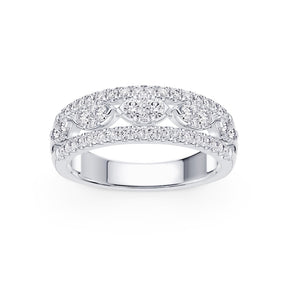 Platinum Three Row Eternity 0.75ct Diamond Ring