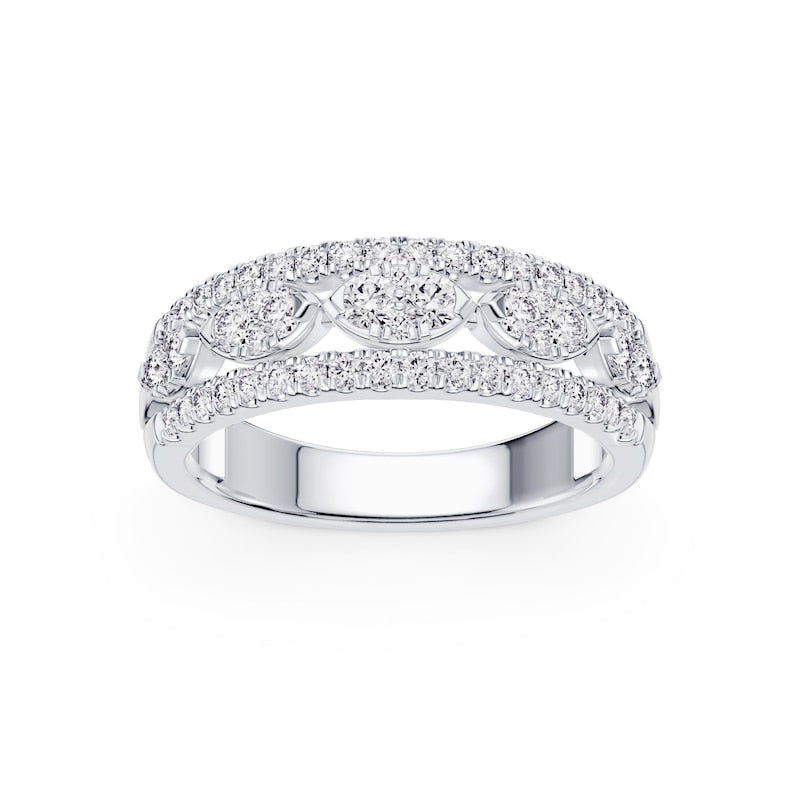 Platinum Three Row Eternity 0.75ct Diamond Ring
