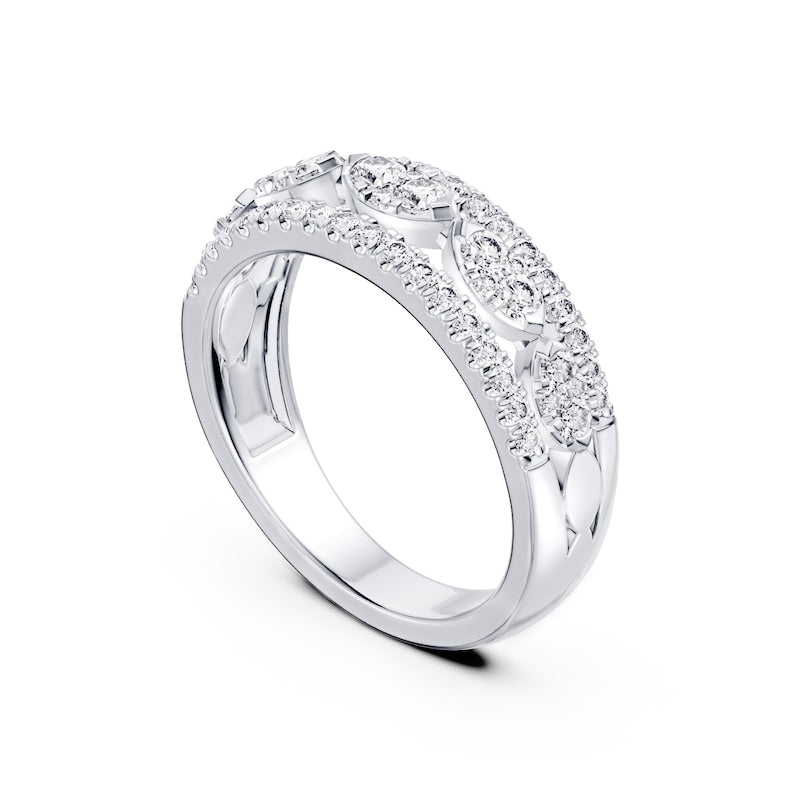 Platinum Three Row Eternity 0.75ct Diamond Ring
