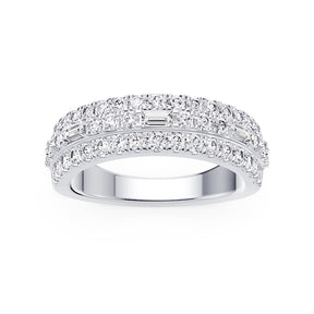 Platinum Round & Baguette Cut Eternity 1ct Diamond Ring