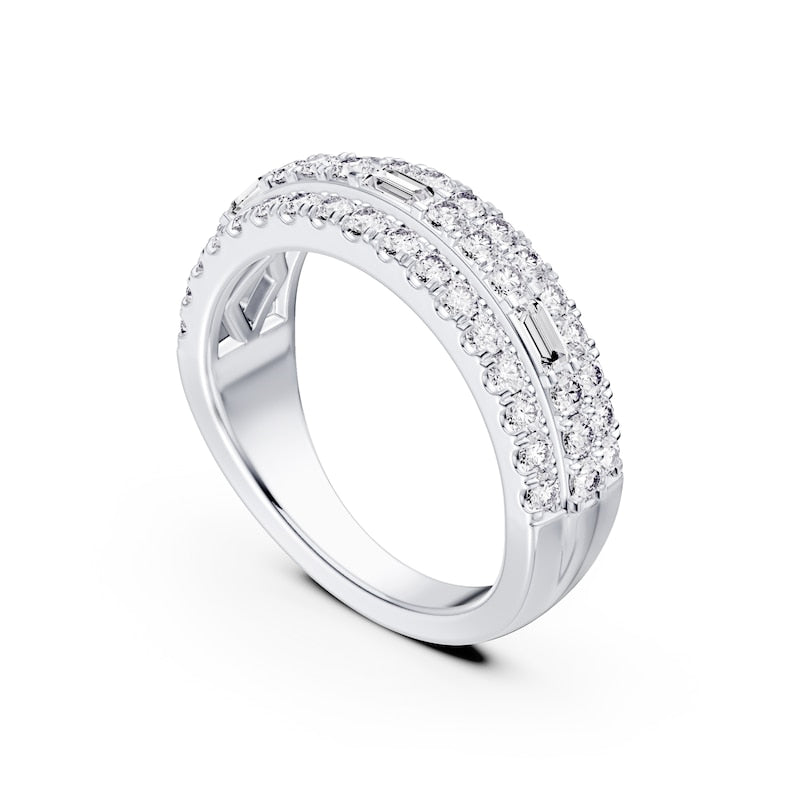 Platinum Round & Baguette Cut Eternity 1ct Diamond Ring