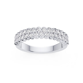 Platinum Scalloped Two Row Eternity 0.75ct Diamond Ring