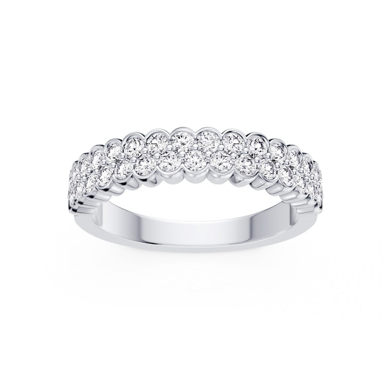 Platinum Scalloped Two Row Eternity 0.75ct Diamond Ring