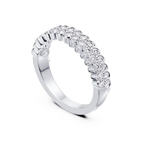 Platinum Scalloped Two Row Eternity 0.75ct Diamond Ring