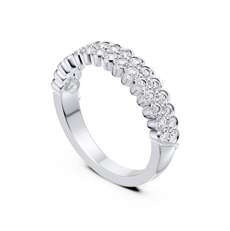 Platinum Scalloped Two Row Eternity 0.75ct Diamond Ring