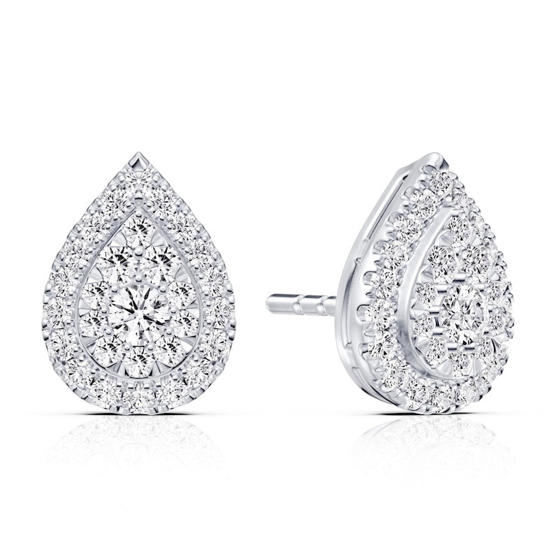 Platinum 0.50ct Diamond Pear Shaped Stud Earrings