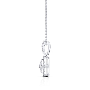 Platinum White 0.50ct Diamond Cushion Shaped Cluster Pendant Necklace