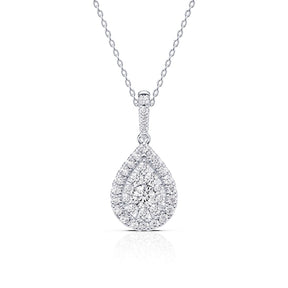 Platinum 0.50ct Diamond Pear Shaped Cluster Pendant