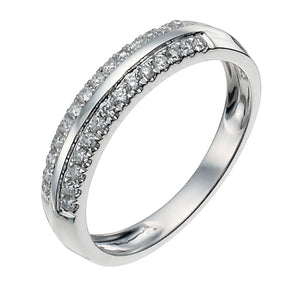 9ct White Gold Two Row 0.25ct Diamond Ring