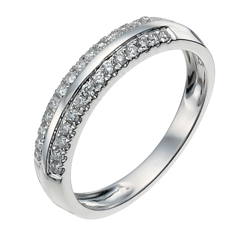 9ct White Gold Two Row 0.25ct Diamond Ring
