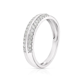 9ct White Gold Two Row 0.25ct Diamond Ring