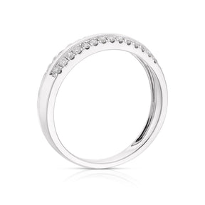 9ct White Gold Two Row 0.25ct Diamond Ring