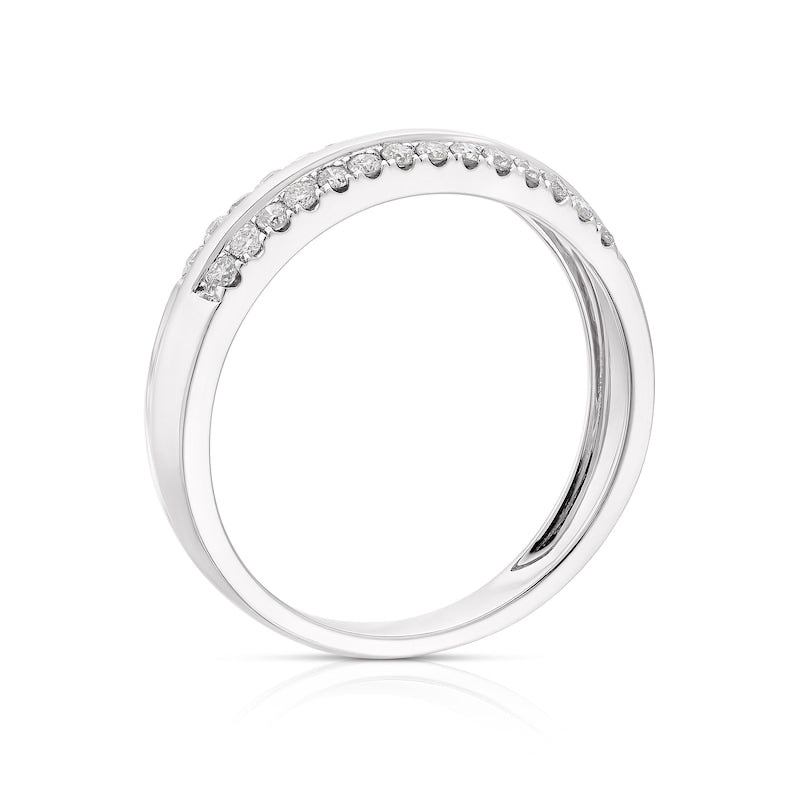 9ct White Gold Two Row 0.25ct Diamond Ring