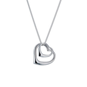 Sterling Silver Double Open Heart 18" Pendant