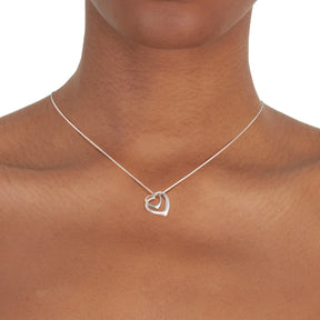 Sterling Silver Double Open Heart 18" Pendant
